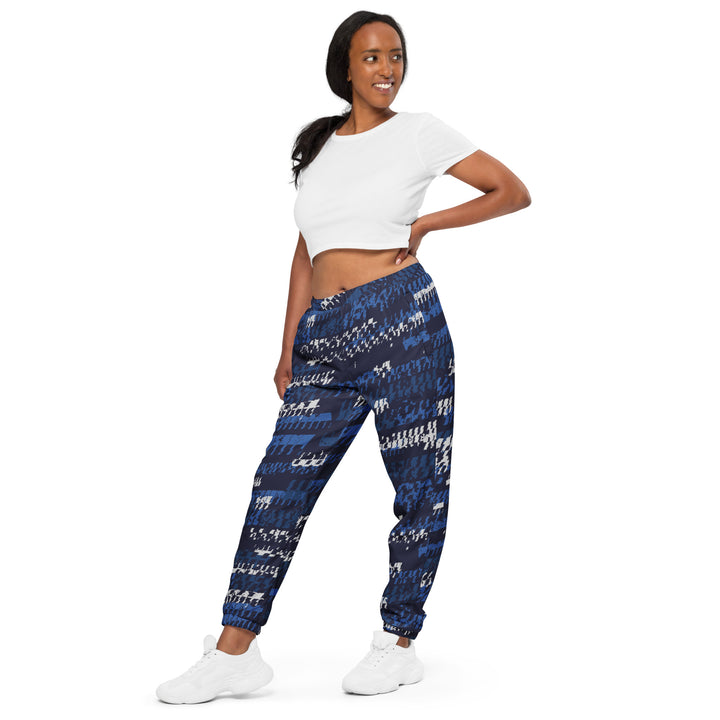 Unisex Track Pants - Blue-White Repeat