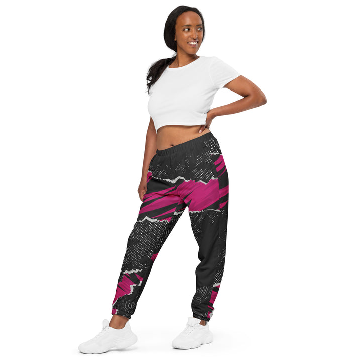 Unisex Track Pants - Black-Pink Crack