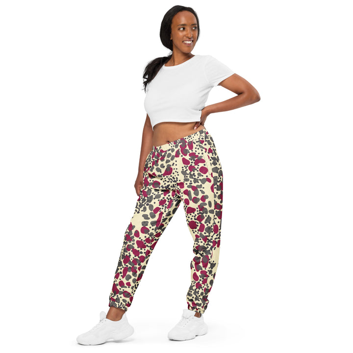 Unisex Track Pants - Beige-Red Wild