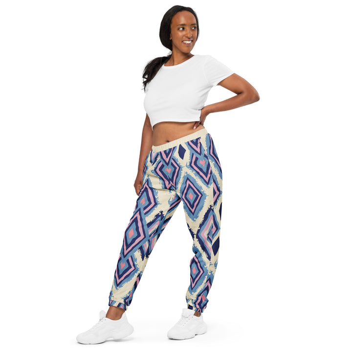 Unisex Track Pants - Beige-Blue Illusion