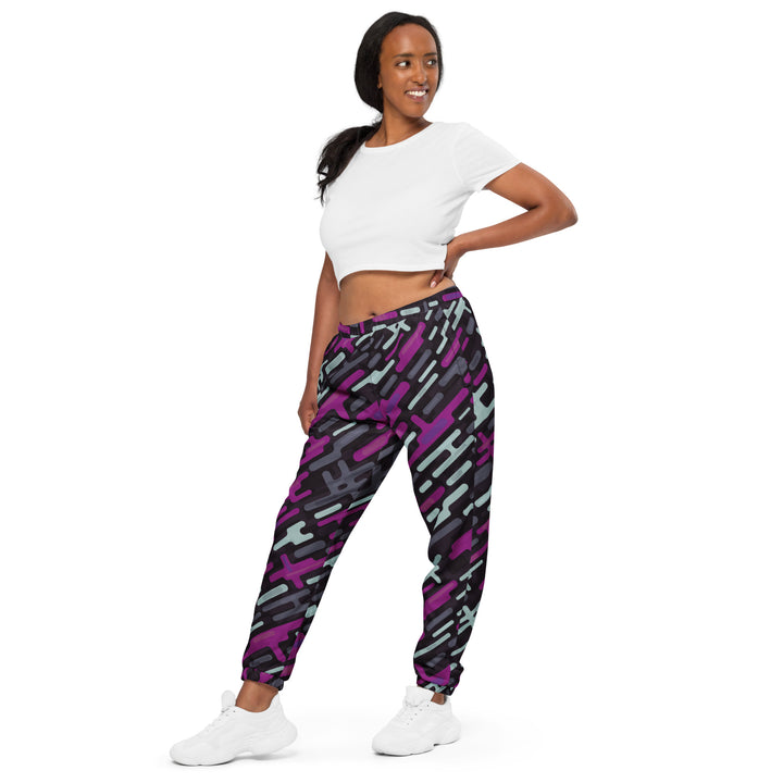 Unisex Track Pants - Black-Purple Wire