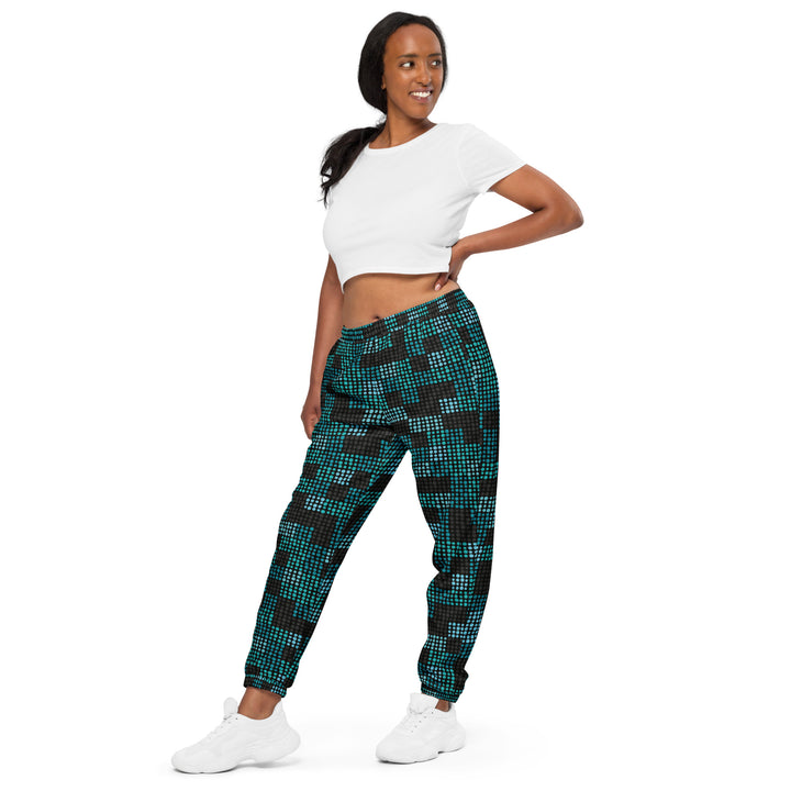 Unisex Track Pants - Black-Blue Square