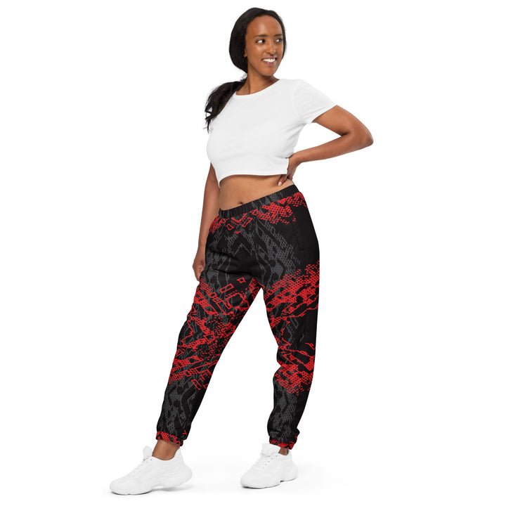 Unisex Track Pants - Black-Red Heart