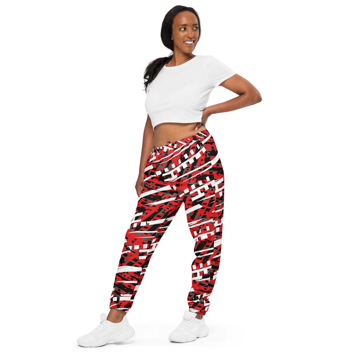 Unisex Track Pants - Red-White Distract