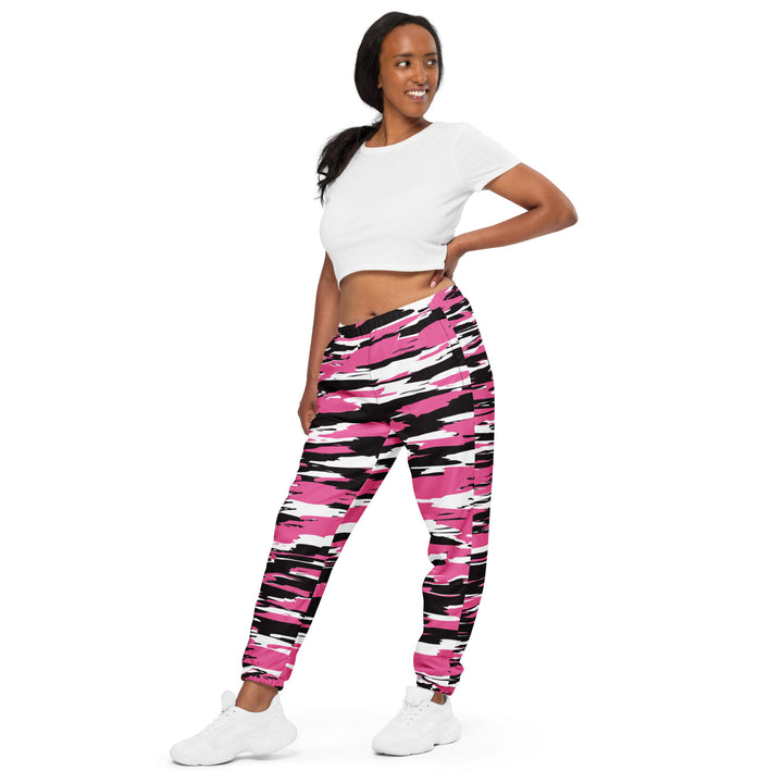 Unisex Track Pants - Pink-Black Stroke