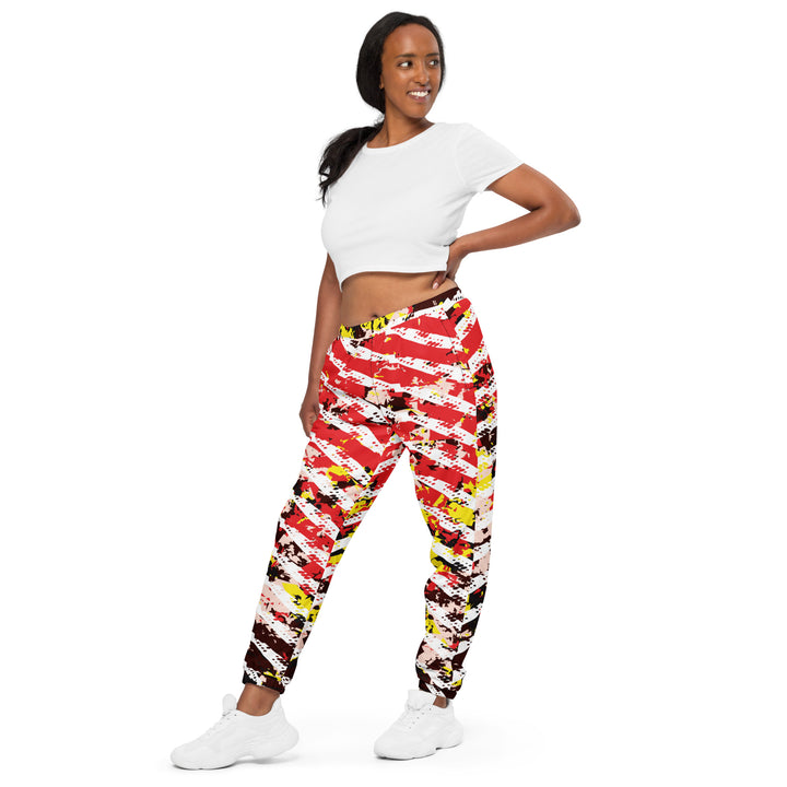 Unisex Track Pants - Red-White Rail