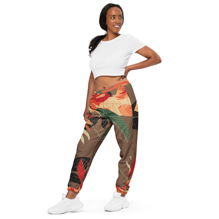 Unisex Track Pants - Brown-Red Jungle