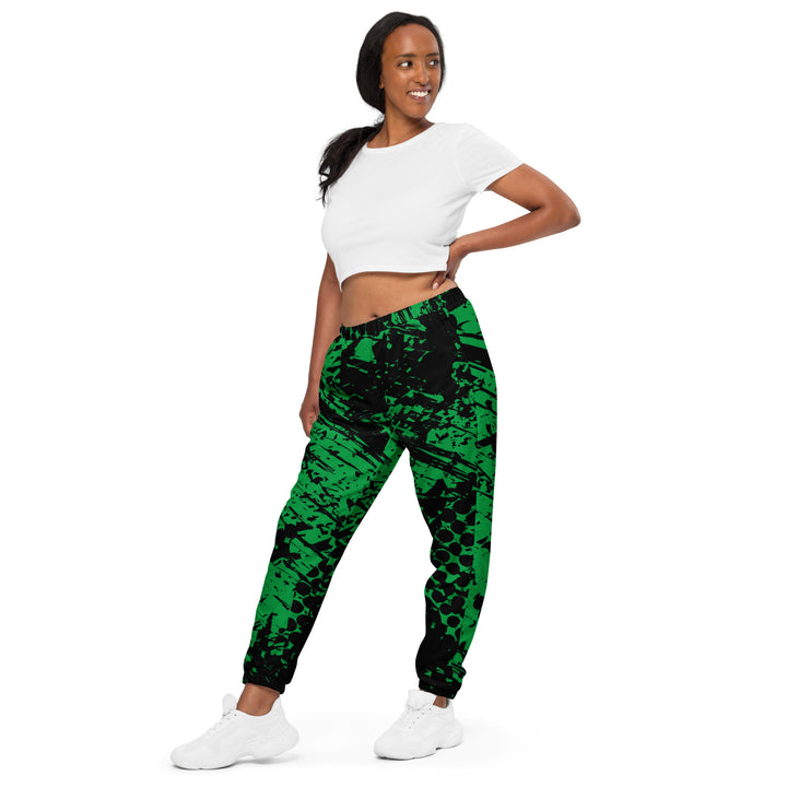 Unisex Track Pants - Black-Green Mark