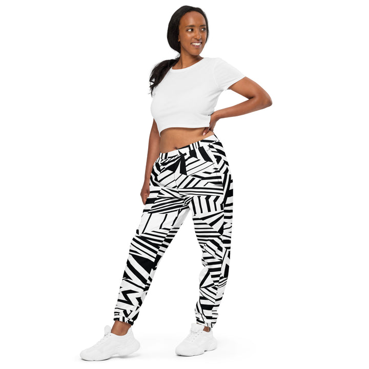 Unisex Track Pants - Black-White Illusion