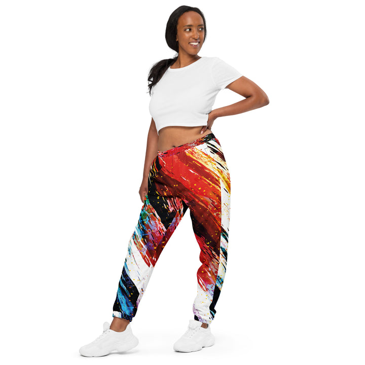 Unisex Track Pants - White-Red Slam