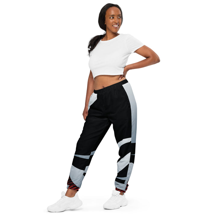 Unisex Track Pants - Black-Grey Flame