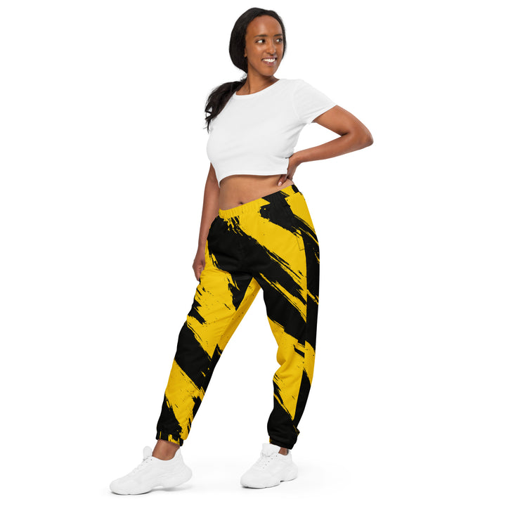 Unisex Track Pants - Yellow-Black Brush