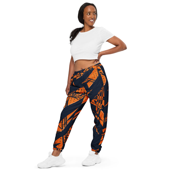 Unisex Track Pants - Black-Orange Crack