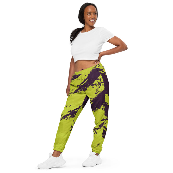 Unisex Track Pants - Green-Purpe Stripe