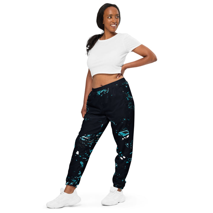 Unisex Track Pants - Black-Turquoise Hidden