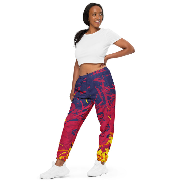 Unisex Track Pants - Purple-Red Flame