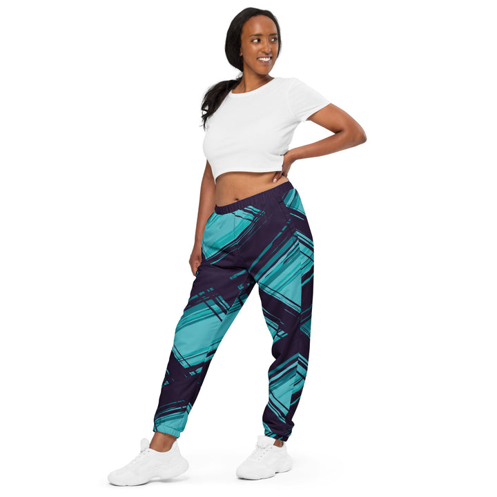 Unisex Track Pants - Black-Turquoise Panel