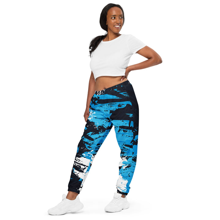 Unisex Track Pants - Blue-White Script