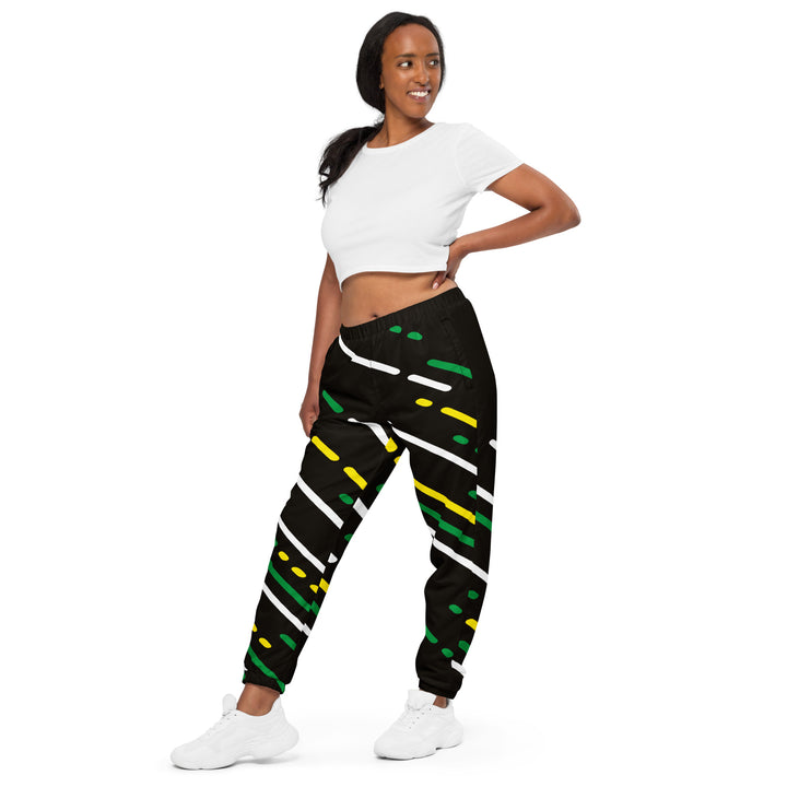 Unisex Track Pants - Black-Green Lines