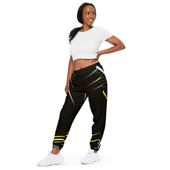 Unisex Track Pants - Black-Yellow Pin