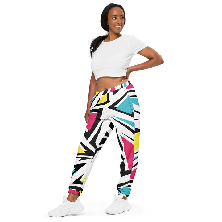 Unisex Track Pants - White-Pink Tiles