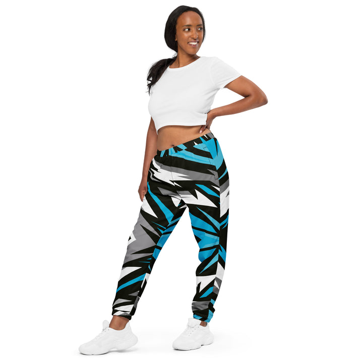 Unisex Track Pants - Black-Turquoise Blast