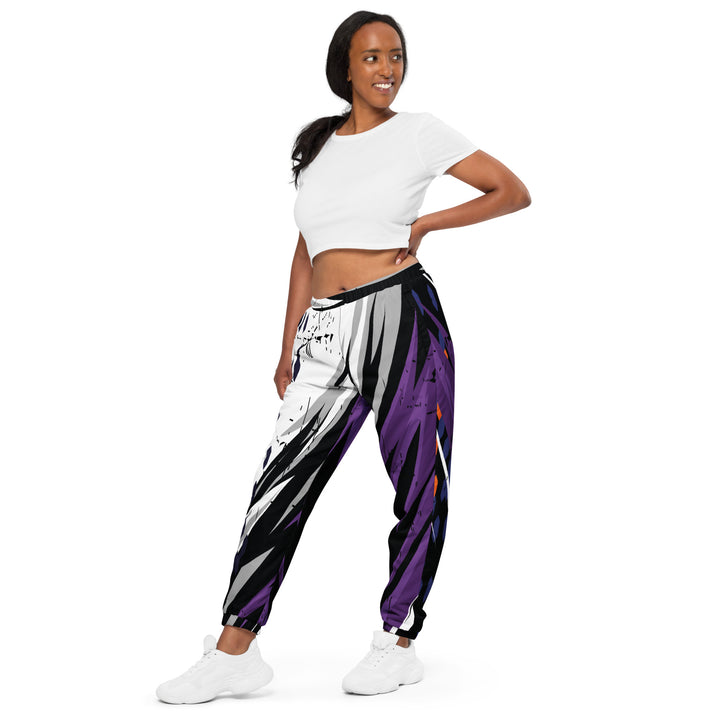 Unisex Track Pants - Black-Purple Cut