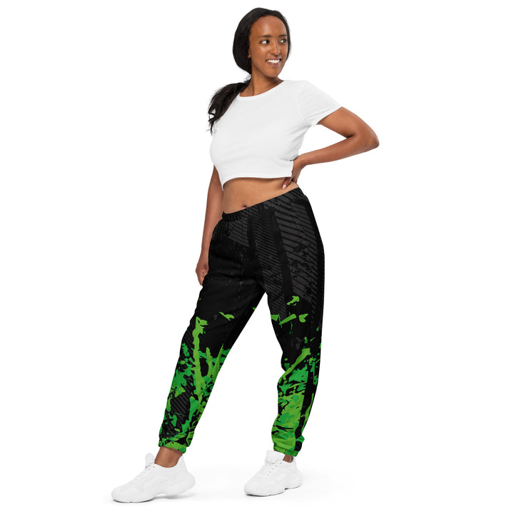 Unisex Track Pants - Black-Green Flood