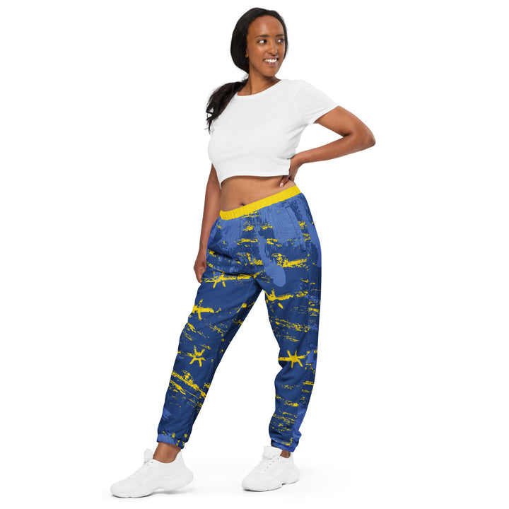 Unisex Track Pants - Blue-Yellow Chain