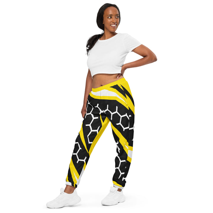 Unisex Track Pants - Black-Yellow Hexagon