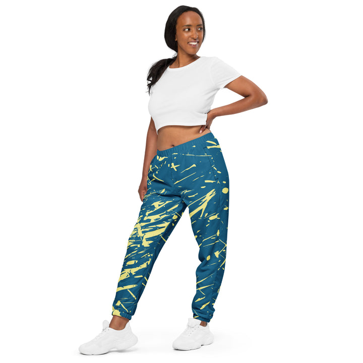 Unisex Track Pants - Blue-Yellow Splatter