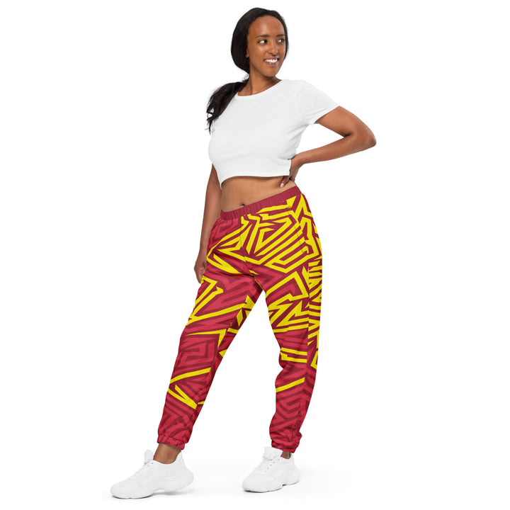 Unisex Track Pants - Red-Yellow Maze