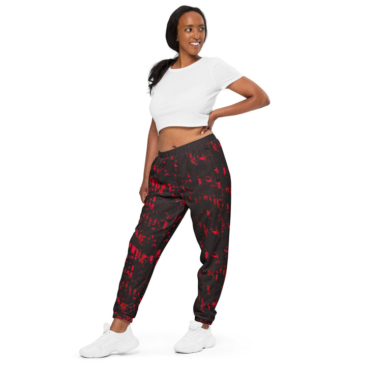 Unisex Track Pants - Black-Red Fade