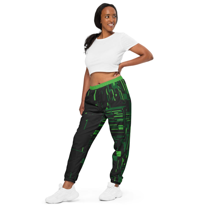 Unisex Track Pants - Black-Green Fault