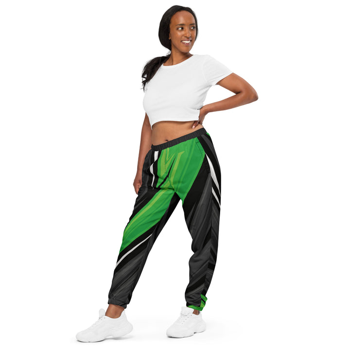 Unisex Track Pants - Black-Green Stalk