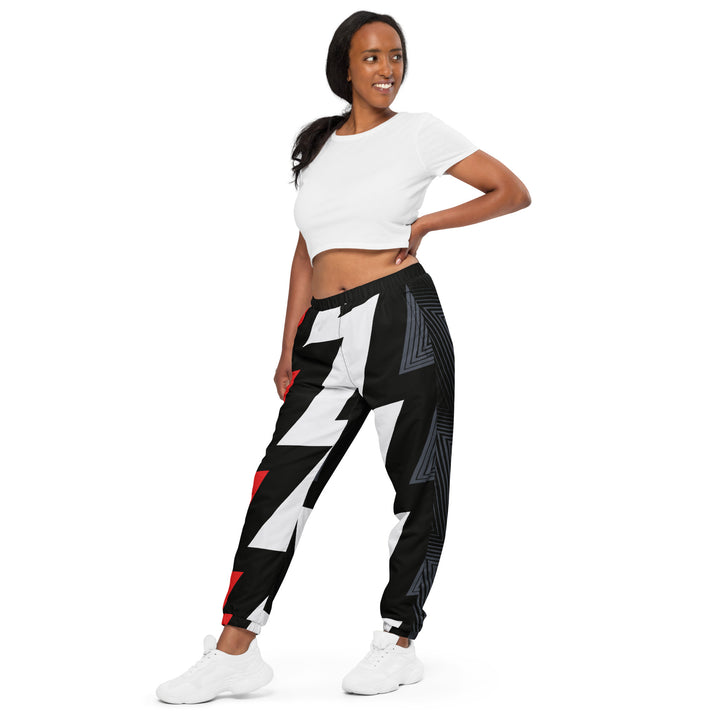 Unisex Track Pants - Red-Grey Lightning