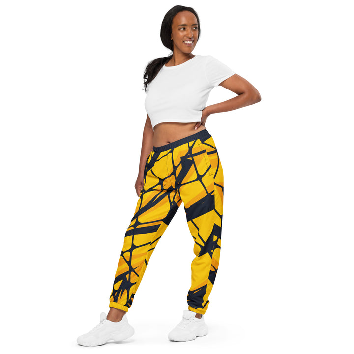 Unisex Track Pants - Yellow-Black Net