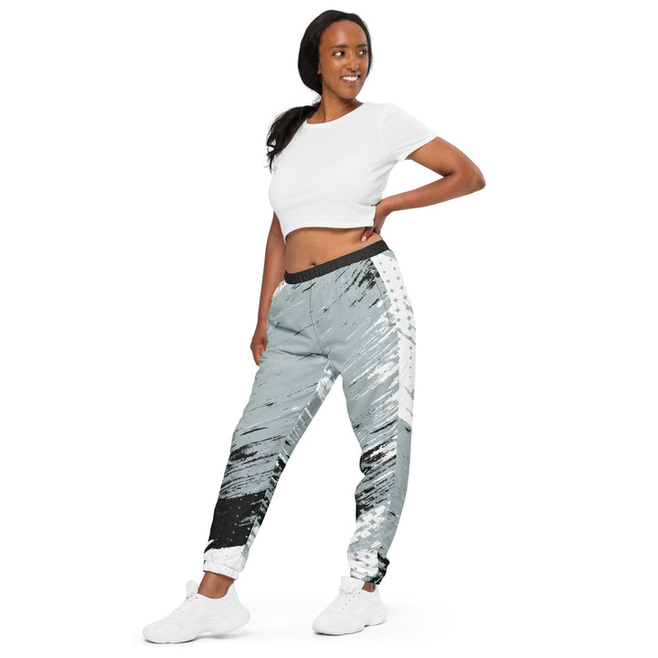 Unisex Track Pants - White-Black Brush