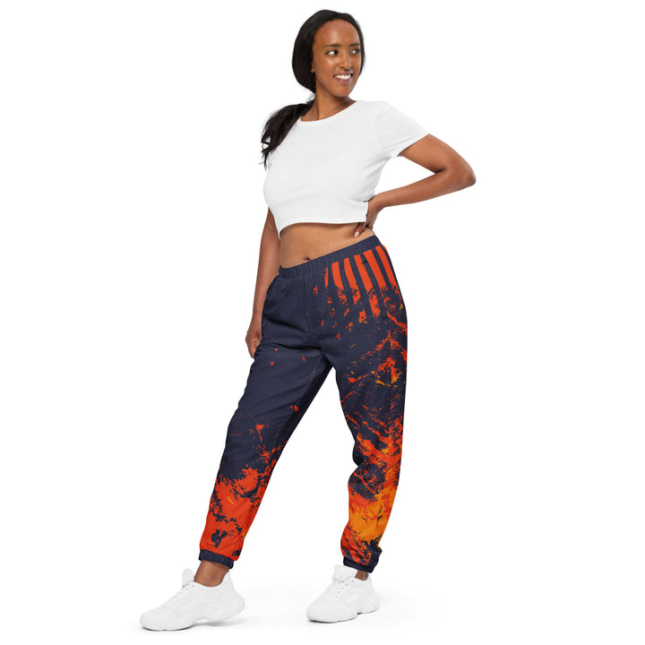 Unisex Track Pants - Grey-Orange Grunge