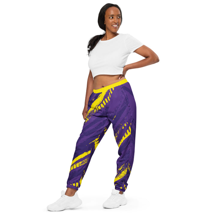 Unisex Track Pants - Purple-Yellow Trace