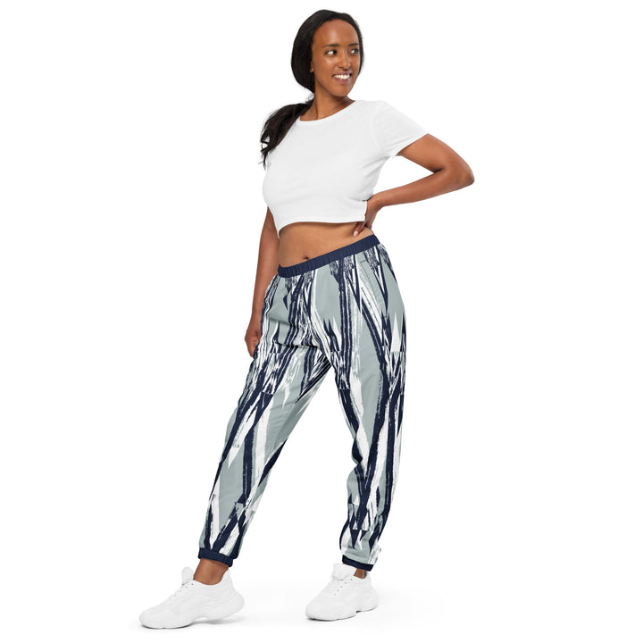 Unisex Track Pants - White-Blue Wire