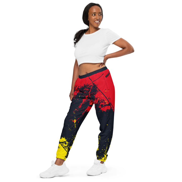 Unisex Track Pants - Black-Red Brush