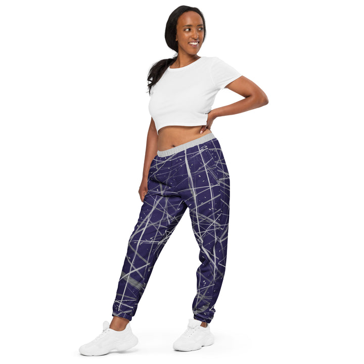 Unisex Track Pants - Purple-Grey Snow