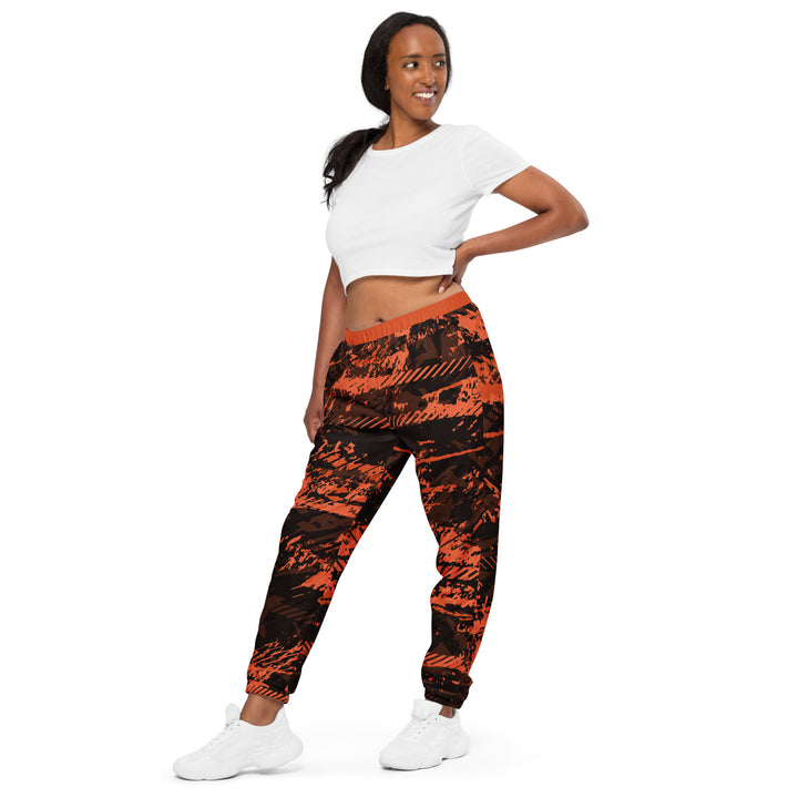 Unisex Track Pants - Black-Orange Fraction