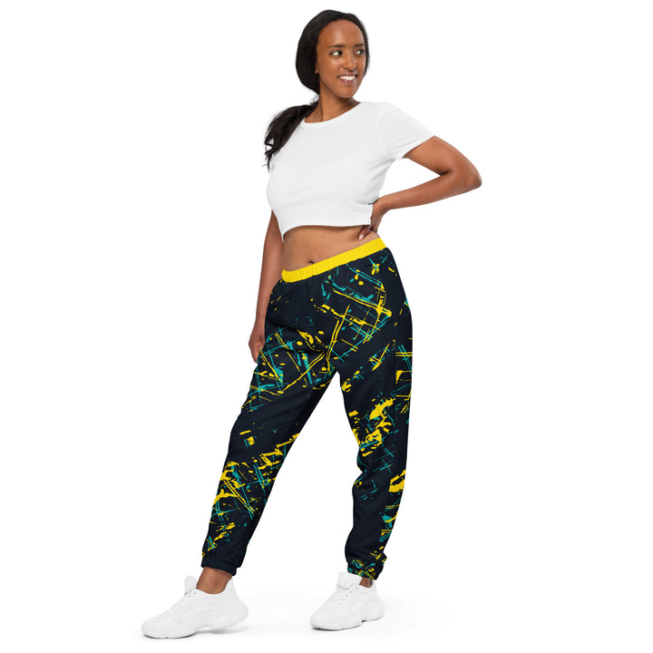 Unisex Track Pants - Blue-Yellow Construct