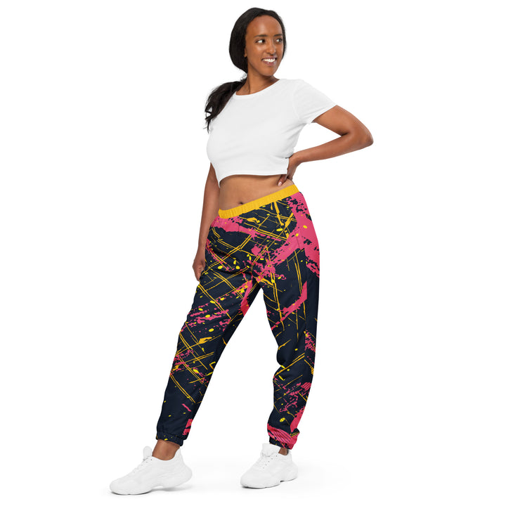 Unisex Track Pants - Black-Pink Space