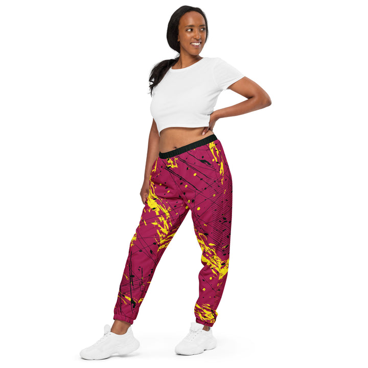 Unisex Track Pants - Red-Yellow Net