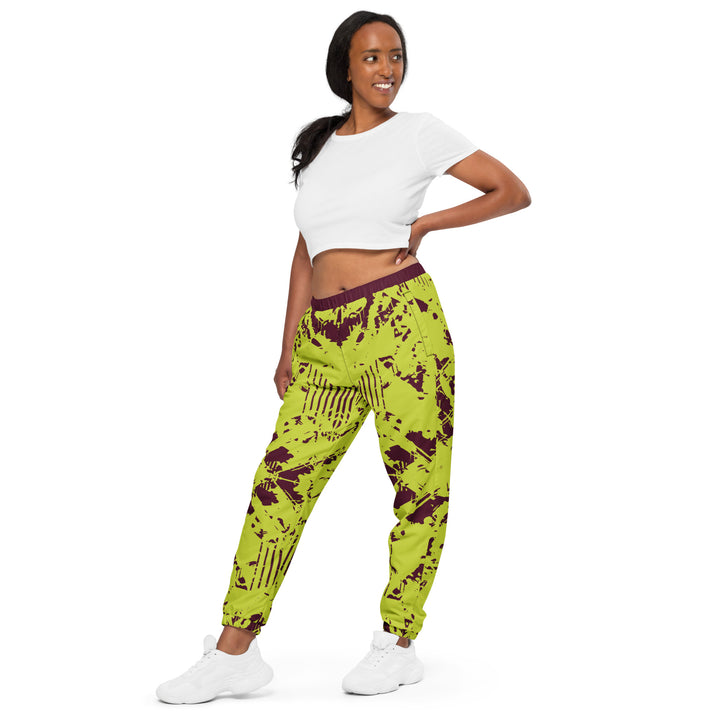 Unisex Track Pants - Green-Brown Patch