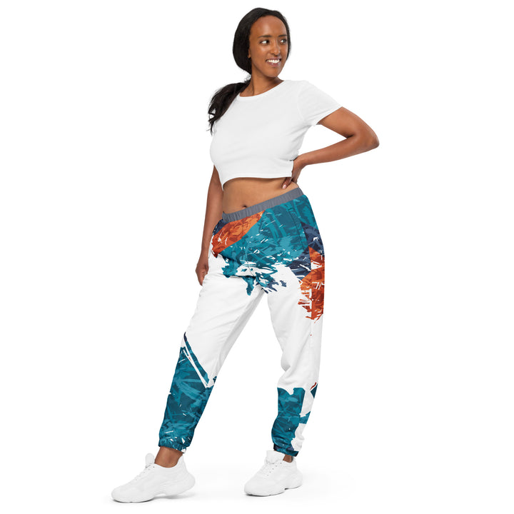 Unisex Track Pants - Turquoise-White Split