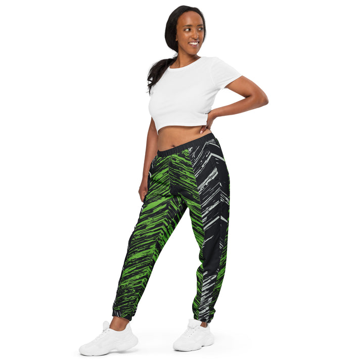 Unisex Track Pants - Black-Green Tracks